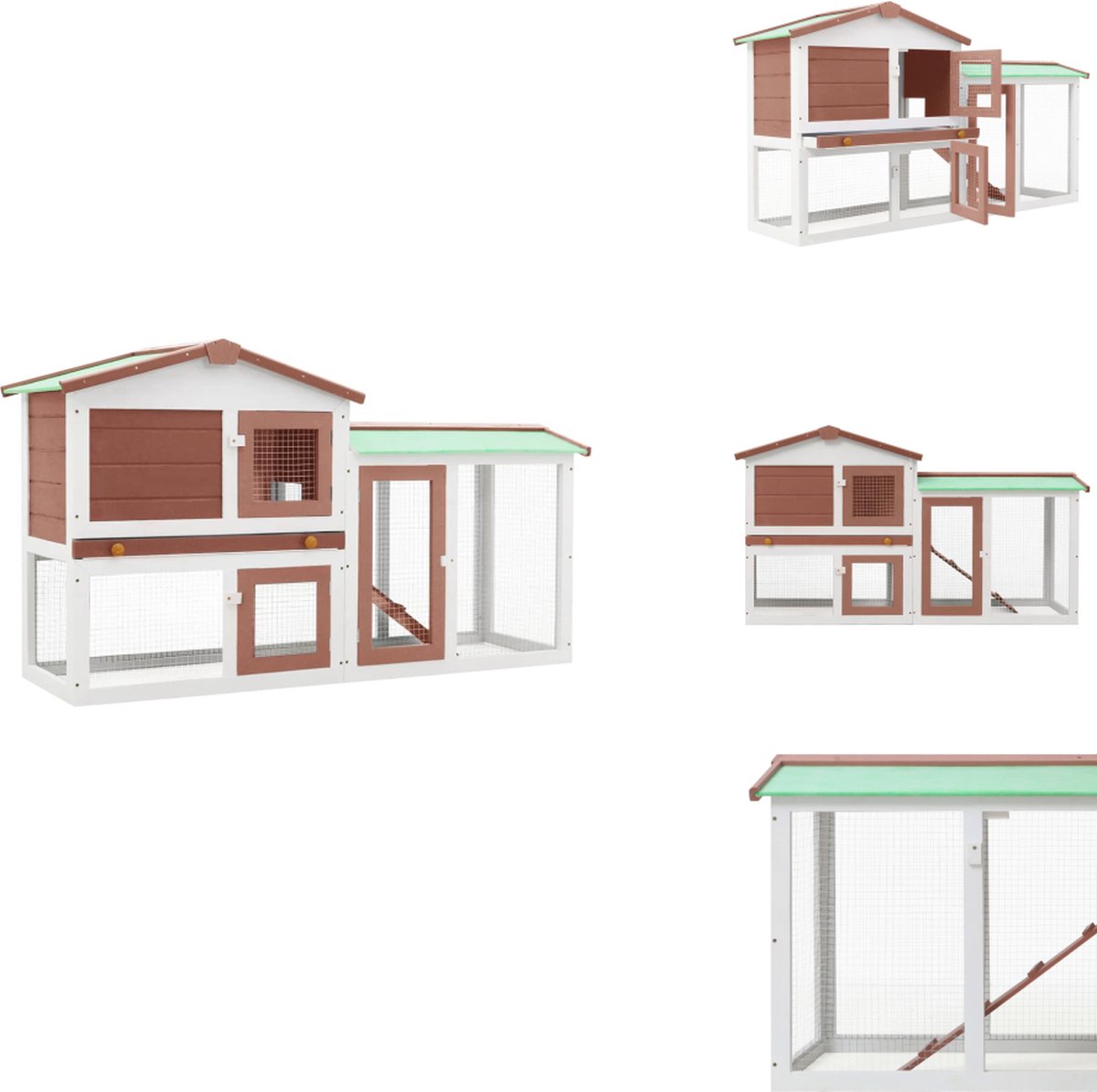 vidaXL Konijnenhok – Konijnenhokken – Dierenhok – Dierenhokken – Konijnenhok voor buiten groot 145x45x84 cm hout bruin en wit vidaXL Konijnenhok – Konijnenhokken – Dierenhok – Dierenhokken – Konijnenhok voor buiten groot 145x45x84 cm hout bruin en wit