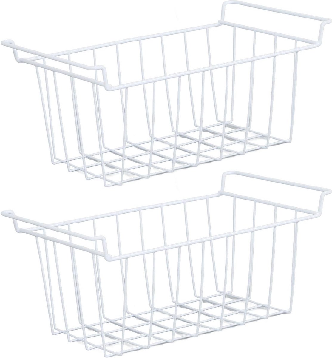 Metalen Opbergmanden voor Vriezer en Koelkast - 2 Stuks Organizer Bakken met Handvatten (39x20x20cm)