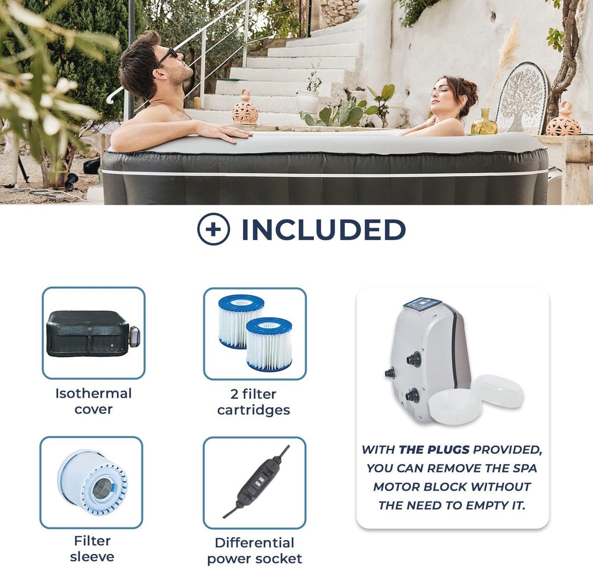 Opblaasbare Spa Luxe 4-zitter - 700L - 168x70cm - Massage en - afbeelding 3