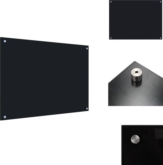 vidaXL Pare-éclaboussures de Cuisine - Pare-éclaboussures de Cuisine - Paroi arrière de cuisine - Murs arrière de Cuisine - Pare-éclaboussures de cuisine 80x60 cm Verre trempé Noir
