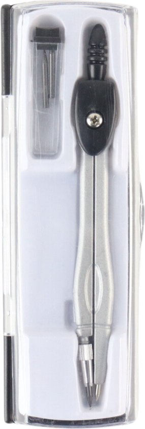 Nordix Passer - School - met Extra Potloodpuntje - Set - Zilver - Zwart - Kantoor