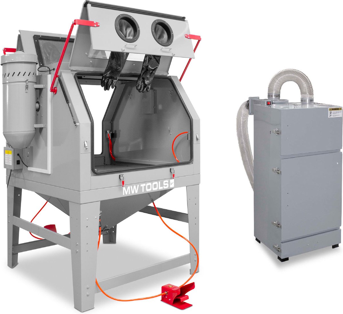 Straalcabine 1200 L pro dubbele werkpost met externe cyclonische afzuiging MW Tools CAT1200FC