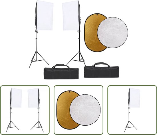 Foto: The living store fotostudioset lampen softboxen statieven led lampen en reflectoren 40x60 cm softboxen 90 208 cm statieven 5 in 1 en 2 in 1 reflectoren draagtas incl the living store