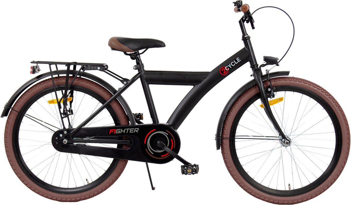 2Cycle Fighter kinderfiets 24 inch (8 tot 10 jaar) voor jongens zwart