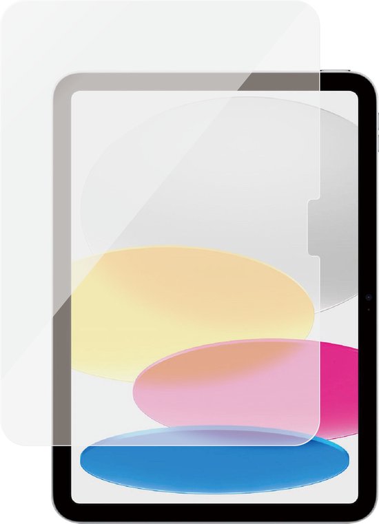 Transparante screenprotector voor iPad Air 11"/iPad 10.9" met kleurrijke cirkels, met een glimmende afwerking.