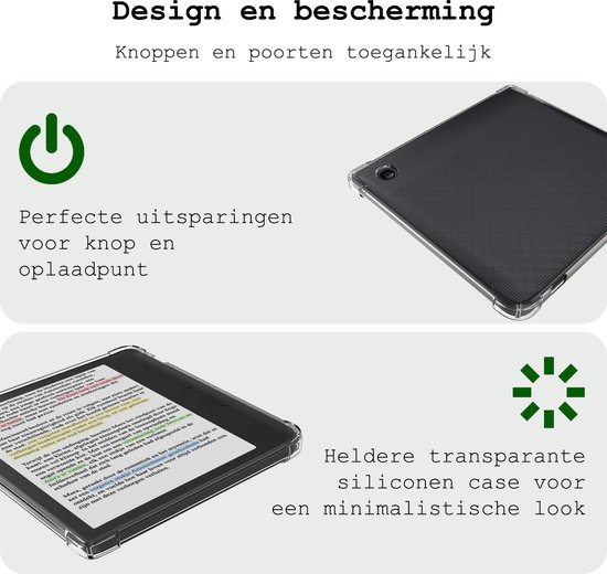 Hoesje Geschikt voor Kobo Libra Colour Hoes eReader Shockbestendig Back Cover Siliconen Tablet Case Met Screenprotector - Transparant van Hoesje  — afbeelding 3