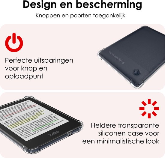 Hoesje Geschikt voor Kobo Clara Colour Shockproof Siliconen Case - Shockbestendige eReader Hoes Geschikt voor Kobo Clara Colour - Transparant van Hoesje  — afbeelding 3