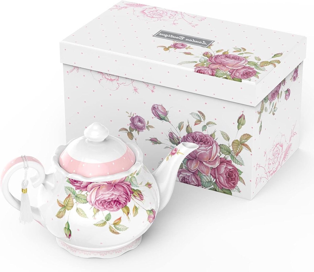 Theepot Grote Theepot Melkkruik Suikerkom Middag Theeset Theepotten Set Nieuwe Bone China Vintage Flora Geschenkdoos 1300ml - Alleen Theepot