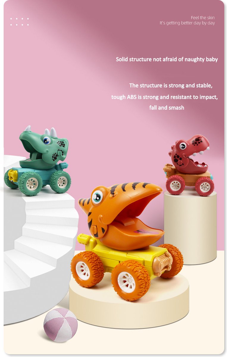 Dinosaurus speelgoed auto's - auto speelgoed - Dinosaurus speelgoed - 3 stuks - ONELIV — afbeelding 6