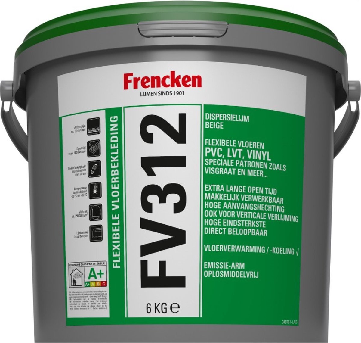 Frencken FV312 Flexibele PVC, LVT en Vinyl Vloerlijm 12kg