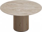 Bol.com Goossens Dash Eettafel - Travertine - 150 x 76 x 150 cm - Rond aanbieding
