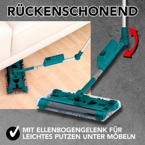 Bezem Accubezem rugvriendelijk- ellebooggewricht voor gemakkelijk poetsen- onder meubels draadloos- oplaadbaar- 360° rotatie- smaragd van Merkloos	 — afbeelding 3