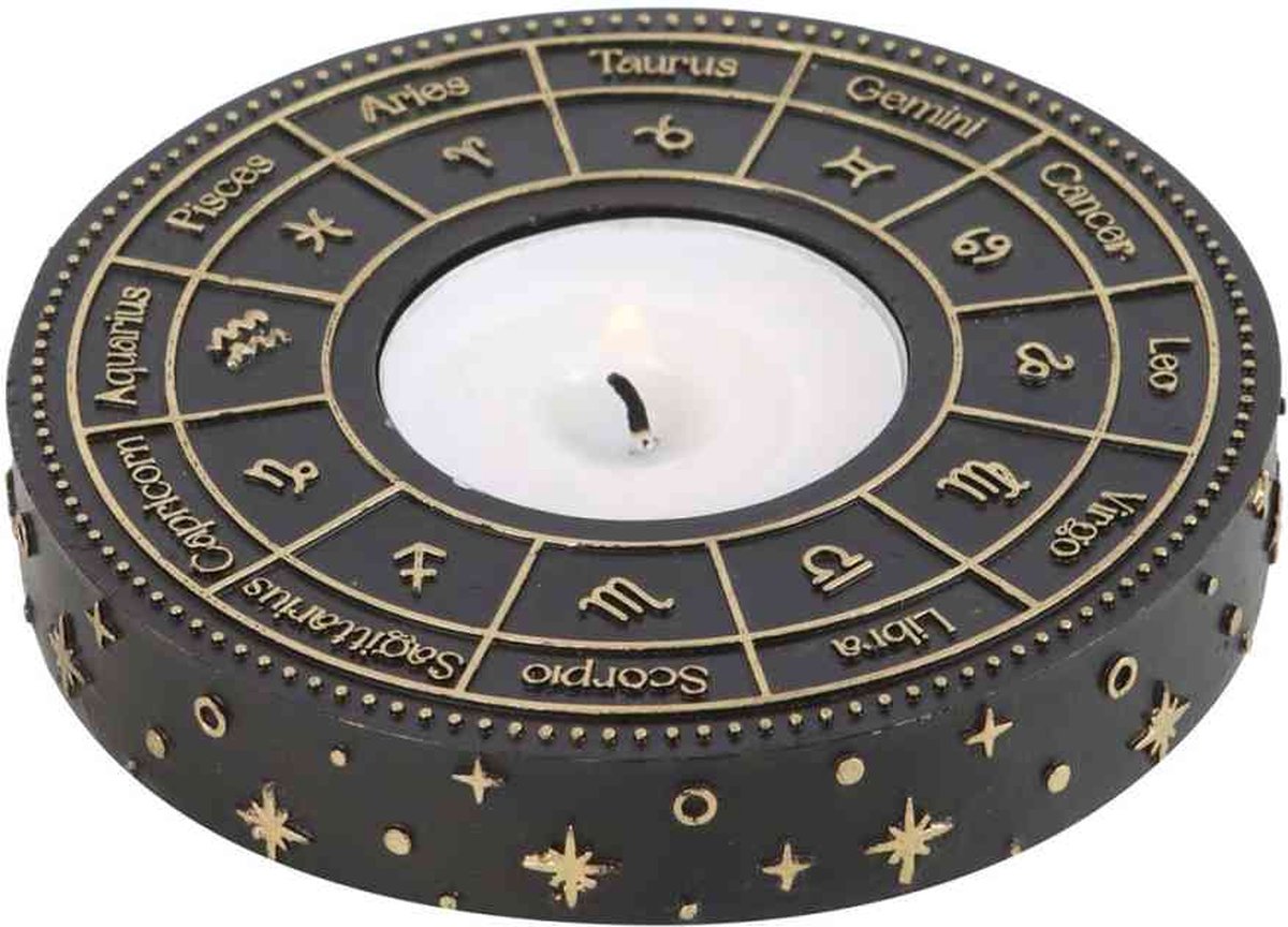 Something Different Astrology Wheel Theelichthouder - Zwart/Goudkleurig