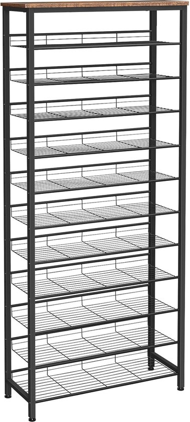 Schoenenrek 8 Lagen - Schoenenkast Van Niet-Geweven Doek - DIY Montage Stalen Frame Schoenenopslag Voor Hal Slaapkamer Of Kantoor Ruimtebesparend Zwart Of Grijs 60x29x140 Cm