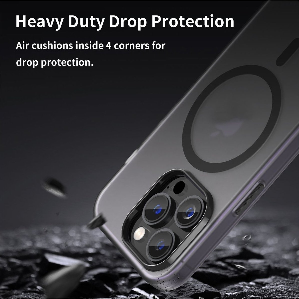 Mobigear Hoesje geschikt voor Apple iPhone 16 Pro Max MagSafe Telefoonhoesje Flexibel TPU | Mobigear Shockproof Backcover | Geschikt voor MagSafe | Geschikt voor Draadloos Opladen met Magnetische Ring | Geschikt voor MagSafe Case - Zwart