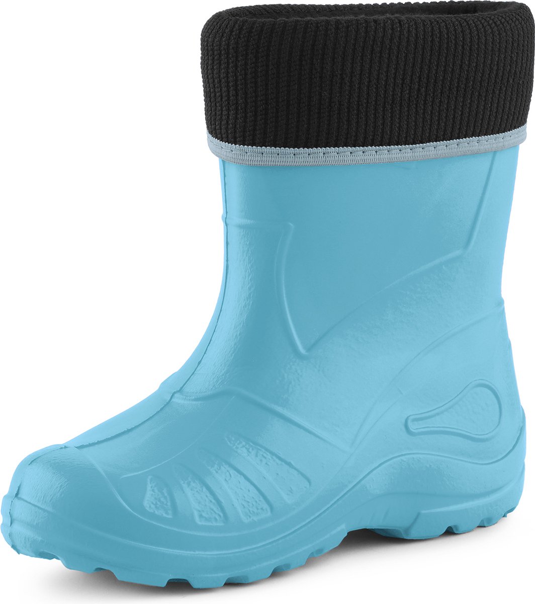 Ladeheid Kinder Regenlaarzen - Rubber - met Binnenschoen - EVA - Wasbare Binnenschoen - LA-KL-EVA-Kids - Lichtblauw - 35