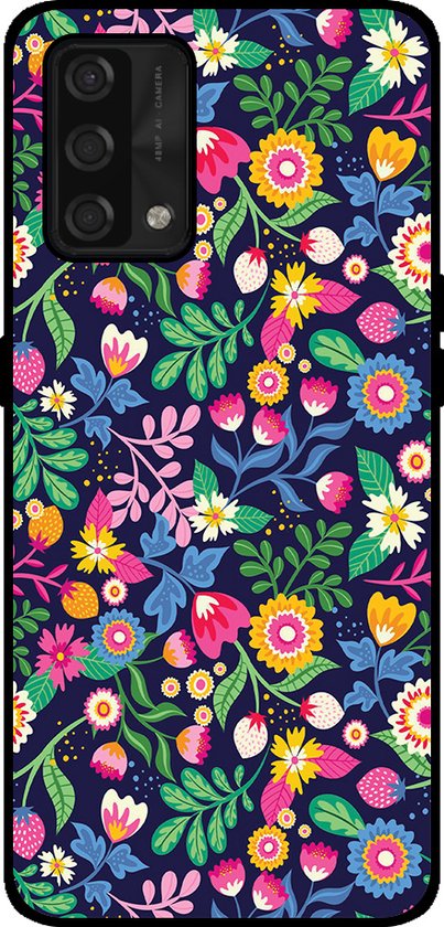 Smartphonica Coque de téléphone pour Oppo A74 4G avec imprimé floral - Coque arrière en TPU avec motif floral pour Oppo A74 4G