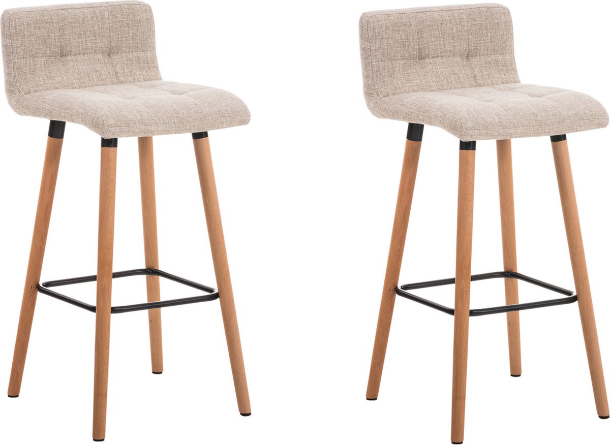 CLP Lincoln Set van 2 barkrukken - Stof natura creme creme natura