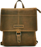 HillBurry Platte Rugtas Hunter Leer - Compact model - kan ook als Schoudertas gedragen worden - (bxhxd) ca. 24cm x 27cm x 3cm