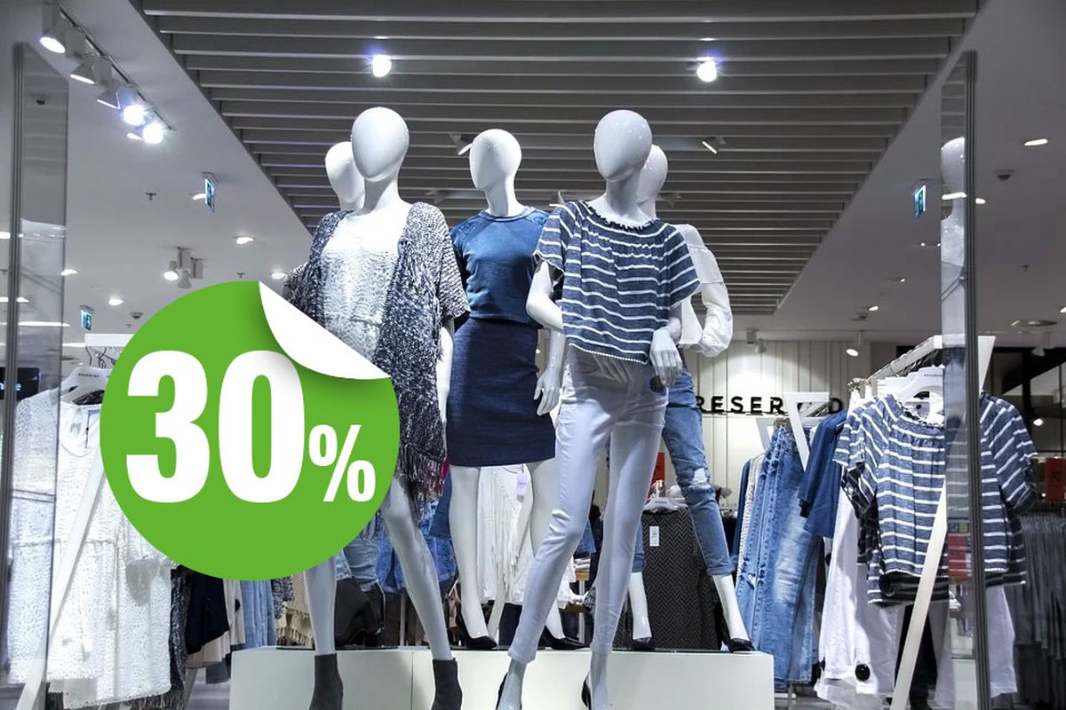 Kortingsstickers 10-60% – Zelfklevend, verwijderbaar – Voor etalage & glas – Indoor/Outdoor