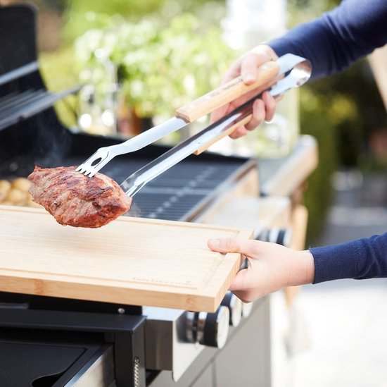 BBQ gereedschapset met bbq tang, bbq spatel en vleesvork van rvs en hout Barbecue van Vaggan — afbeelding 4