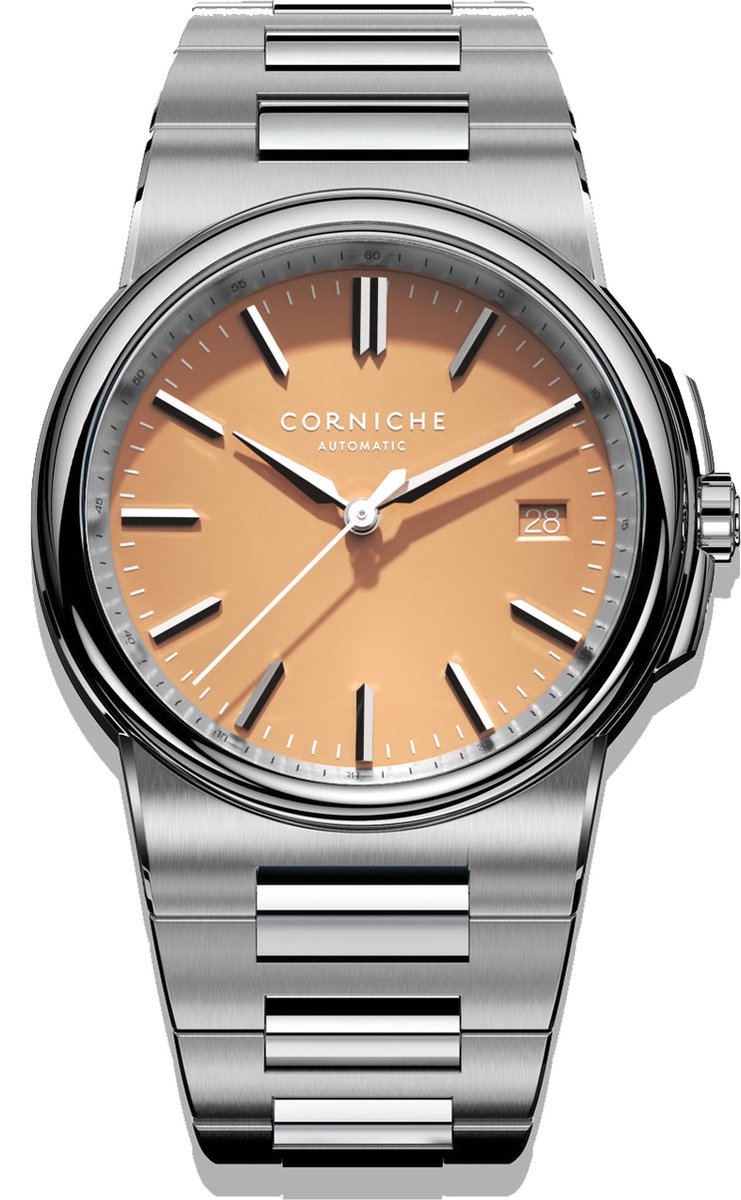 Corniche La Grande Automatic Heren Horloge - Salmon - C94179 - Saffierglas - Roestvrijstaal - Zilver - Ø 39 mm - Automatisch - Vouw-Vlindersluiting