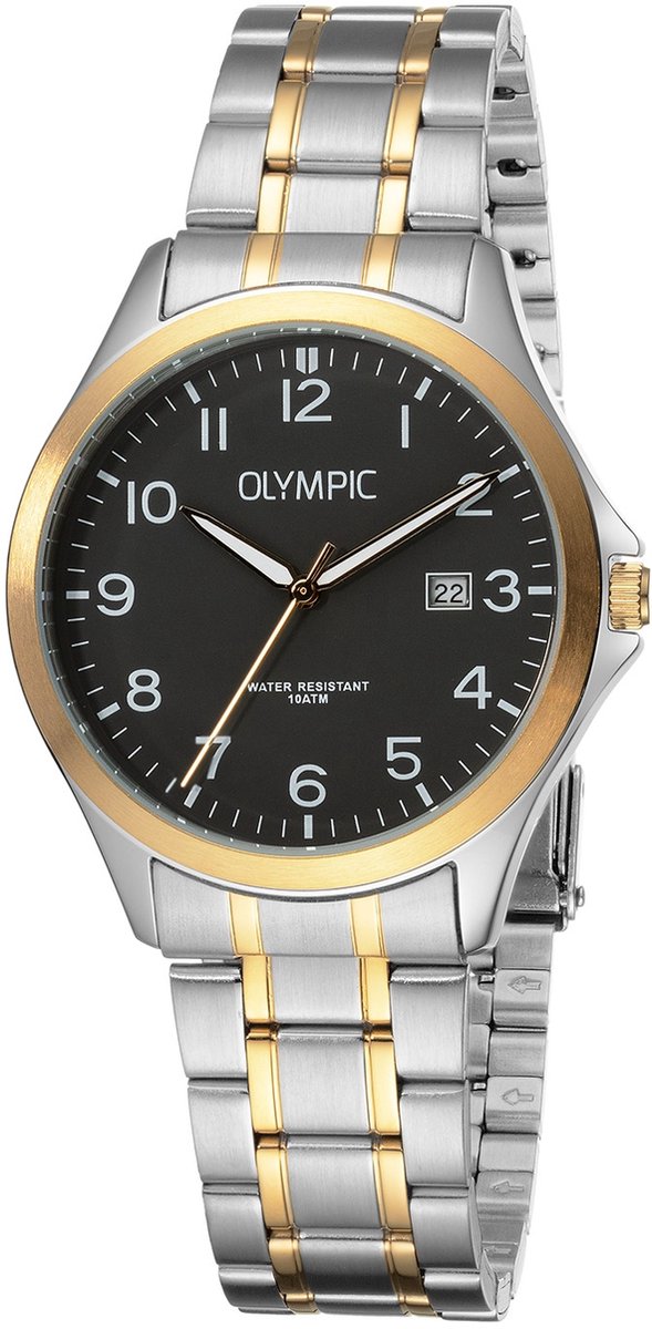 Olympic OL72HSS398B Robin Heren Horloge - Mineraalglas - Staal - Zilverkleurig - 40 mm breed - Quartz - Vouw-Vlindersluiting - 10 ATM (zwemmen)