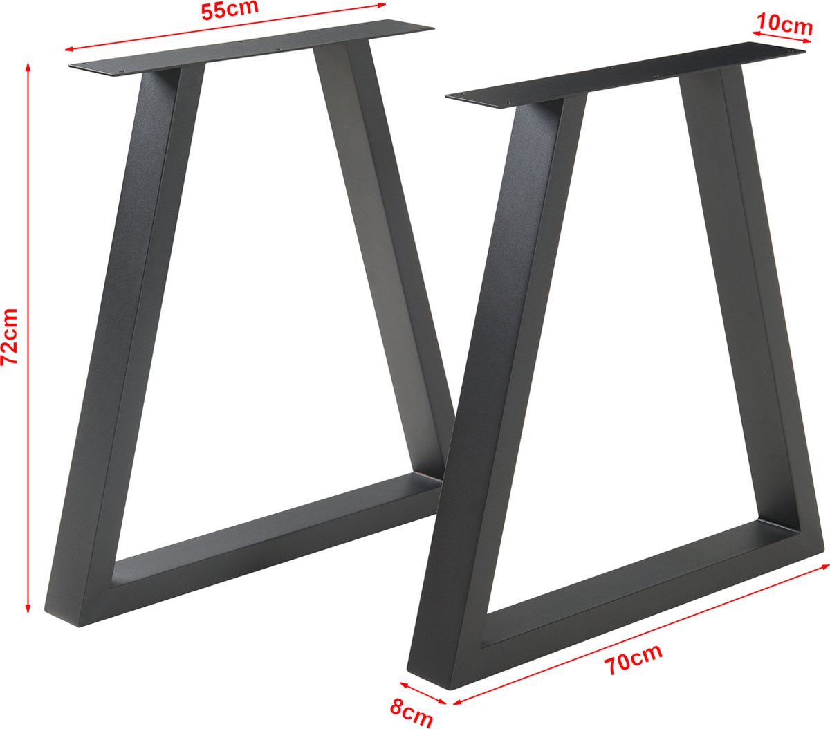en.casa Stalen onderstel Lyngby set van 2 tafelpoot 72x70 cm zwart [en.casa]