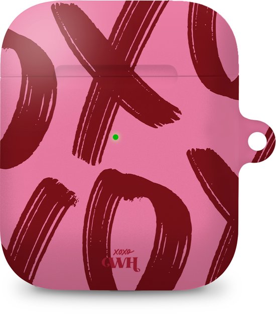 Foto: Xoxo wildhearts hoesje geschikt voor airpods 1 2 can t talk now pink ook als telefoonhoesje verkrijgbaar schokbestendige case geschikt voor airpod 1 en 2 koptelefoon case beschermhoes met tekst opdruk print roze paars