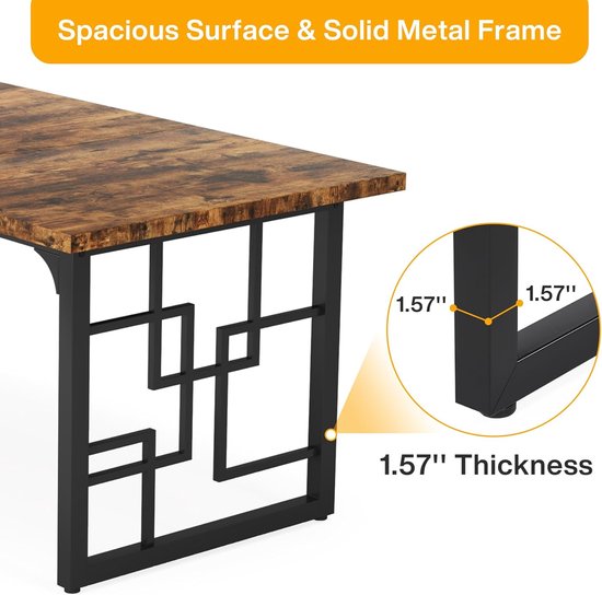 FurnitureR Vintage houten patroon rechthoekige eettafel, 120x70x75cm