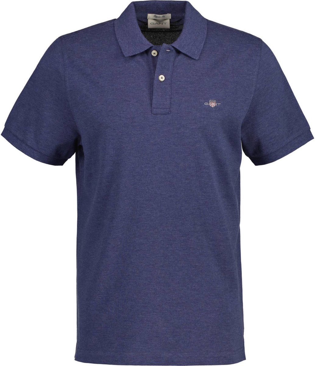 Gant Polo Fine Shield Short Sleeve Piqué Uni Dark Jeansblue Melange / male