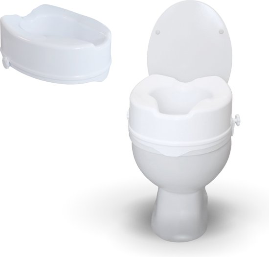 Mobiclinic Titan - Toiletverhoger - 14 cm - Zonder deksel - Max 160 kg - Toiletbril - WC Verhoging - Verstelbaar - Toiletbril - Toiletzitting - Wit