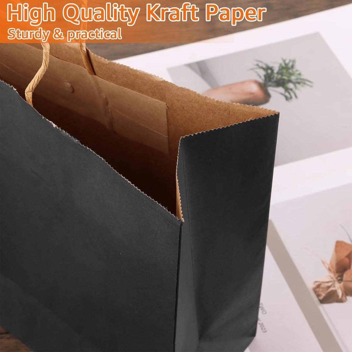 BagDream Lot De 25 Grands Sacs Cadeaux En Papier Kraft Recyclé Avec