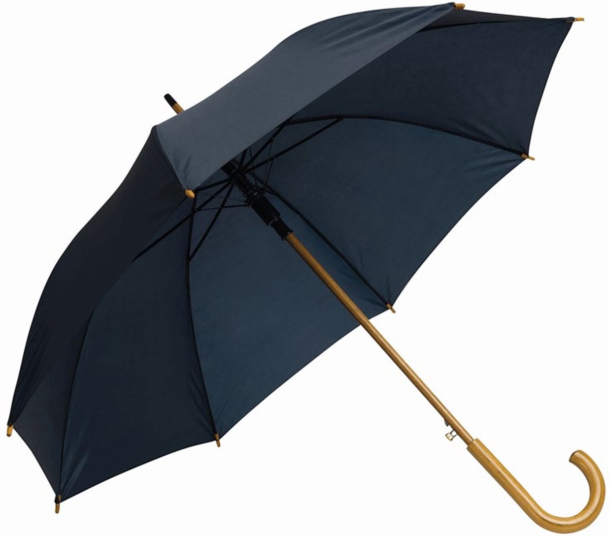 Rainmaster paraplu met houten handvat - donkerblauw scherm - D103 cm - Paraplu's