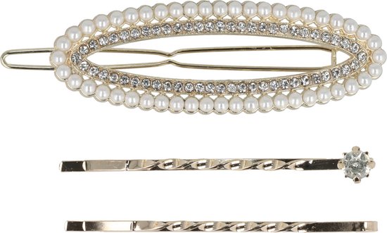 Pince à Cheveux Avec Perle Et Finition Argentée - Accessoire Coiffure Simple Et élégant - Neuf Sans étiquette