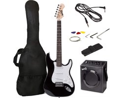 RJEG02-SK-BK Volledige Elektrische Gitaar Superkit Met Versterker - Snaren - Riempje - Tas En Kabel – Zwart