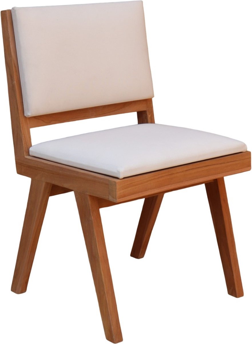 DÉJA Living Eetkamerstoel Lowen - Stof/Teakhout - Beige - Set van 2
