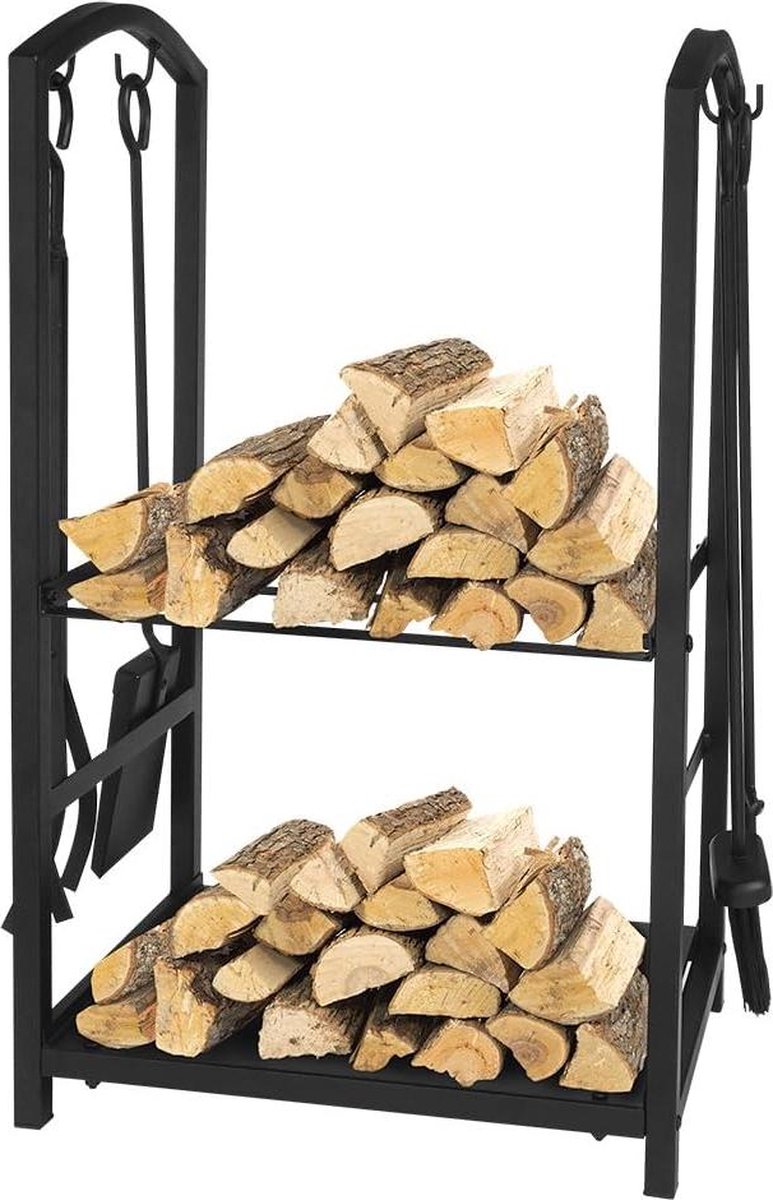 Haardset Brandhout Log Rack 4-delige Tool Sets - Indoor Outdoor Metalen Log Basket Heavy Duty Log Houders - Open haard Goed gestapelde brandhout opslag