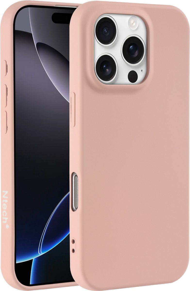 Hoesje Geschikt voor iPhone 16 Pro – Zacht siliconen liquid backcover – Pink Sand
