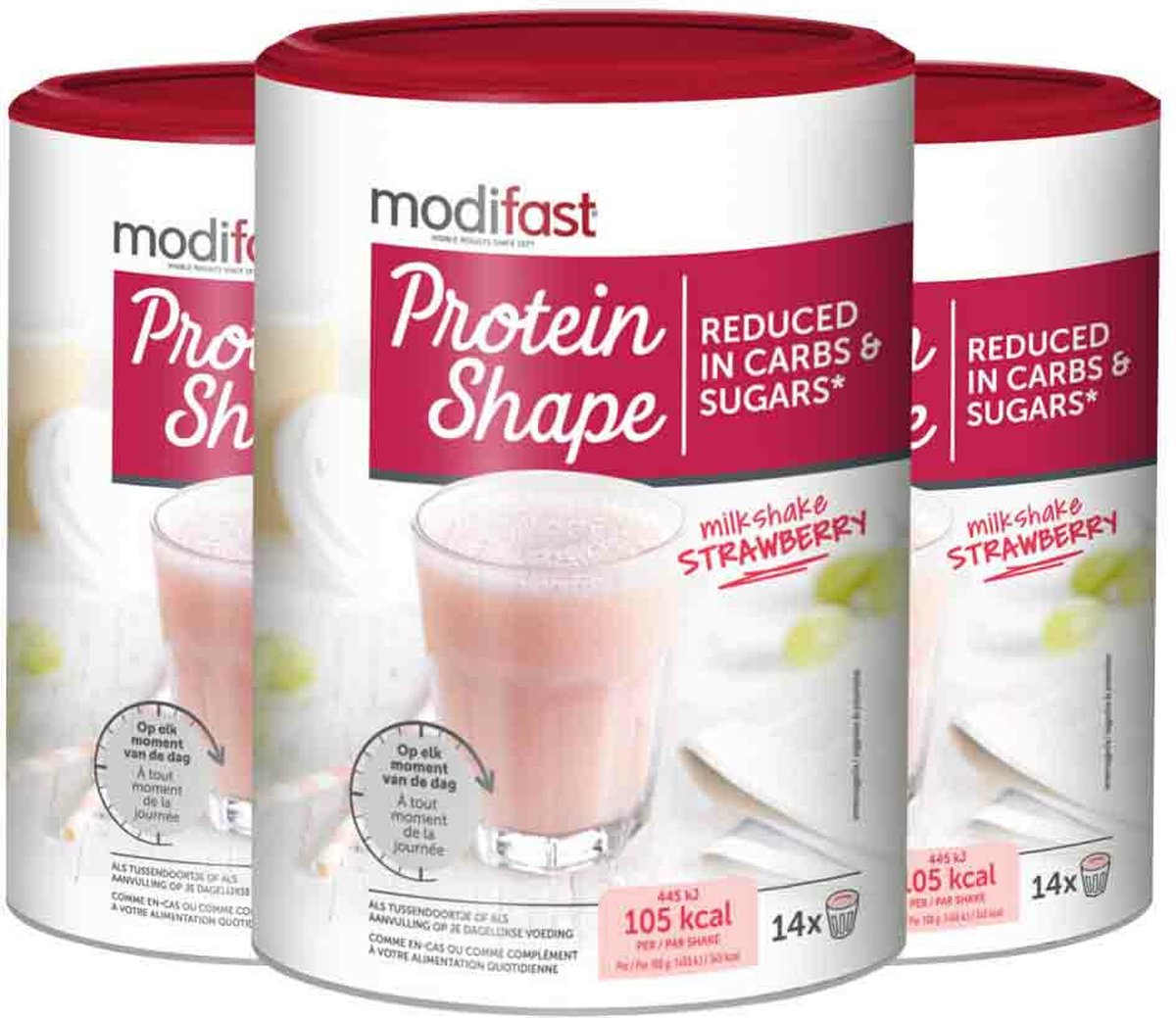 Goedkoopste 3x Modifast Protein Shape Milkshake Aardbei 420 gr