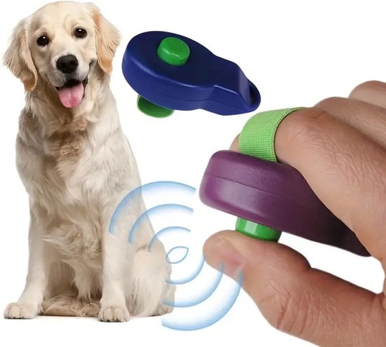 Hondentrainingsclicker I Ringclicker Training Hond I Dierentraining I Met Elastische Vingerkoord I Blauw