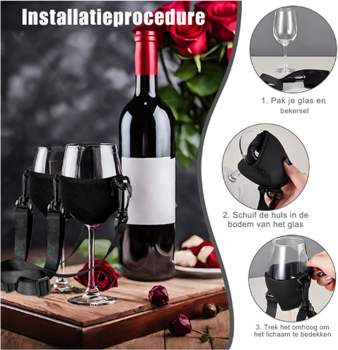 Porte-verre à Vin Portable 4 Pièces, Support Pour Cou Et Col De Bouteille Main Libre Ideal Pour Fetes 98497792