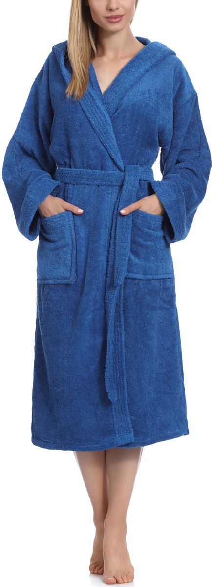 Ladeheid Dames Badjas met Capuchon - 100% Katoen - Wasmachine bestendig - Badstof - Korenb