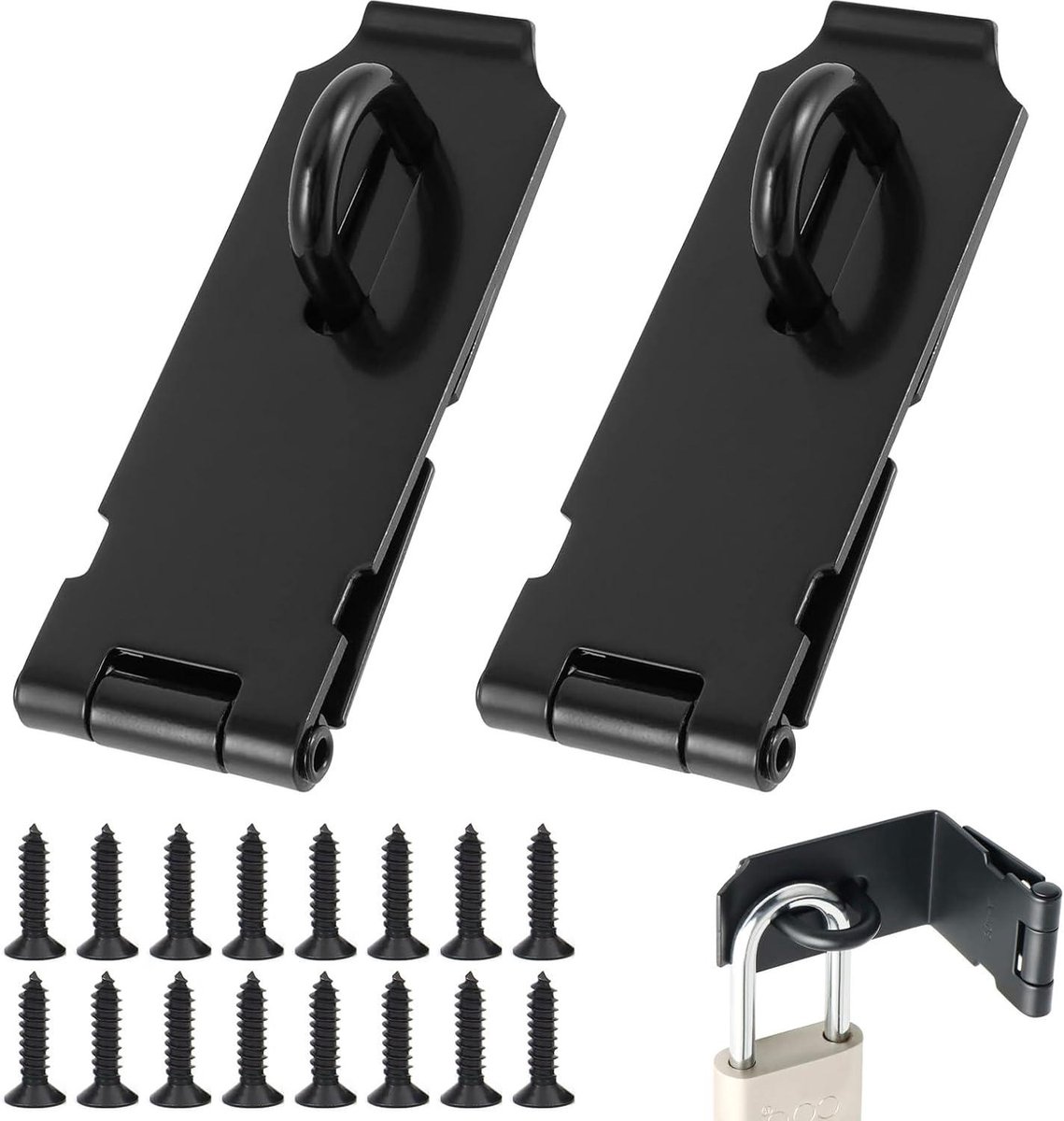 Hangslot Hasp Met 18 Schroeven - 4 Inch Roestvrij Staal Deurslot Hasp - Veiligheid Hangslot Set - Deur Raam Kast