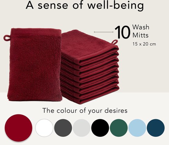 Washcloths Set - 100% Premium Cotton - Very Soft & Absorbent - Oeko-Tex certified - Red - 10 Washcloths Adult Size 15x20cm - 500 g-m2 hydrofiele washandjes van Invtreen — afbeelding 2