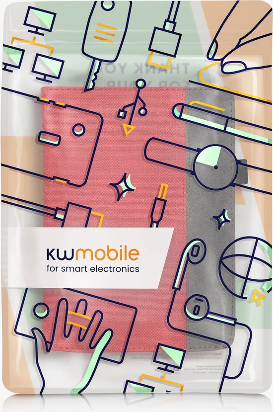 kwmobile flip cover voor e-reader - geschikt voor Pocketbook InkPad 4 / Color 3 / Color 2 / Vivlio InkPad 4 / InkPad Color 3 - Van imitatieleer en -suède - In rood / donkergrijs van kwmobile — afbeelding 5