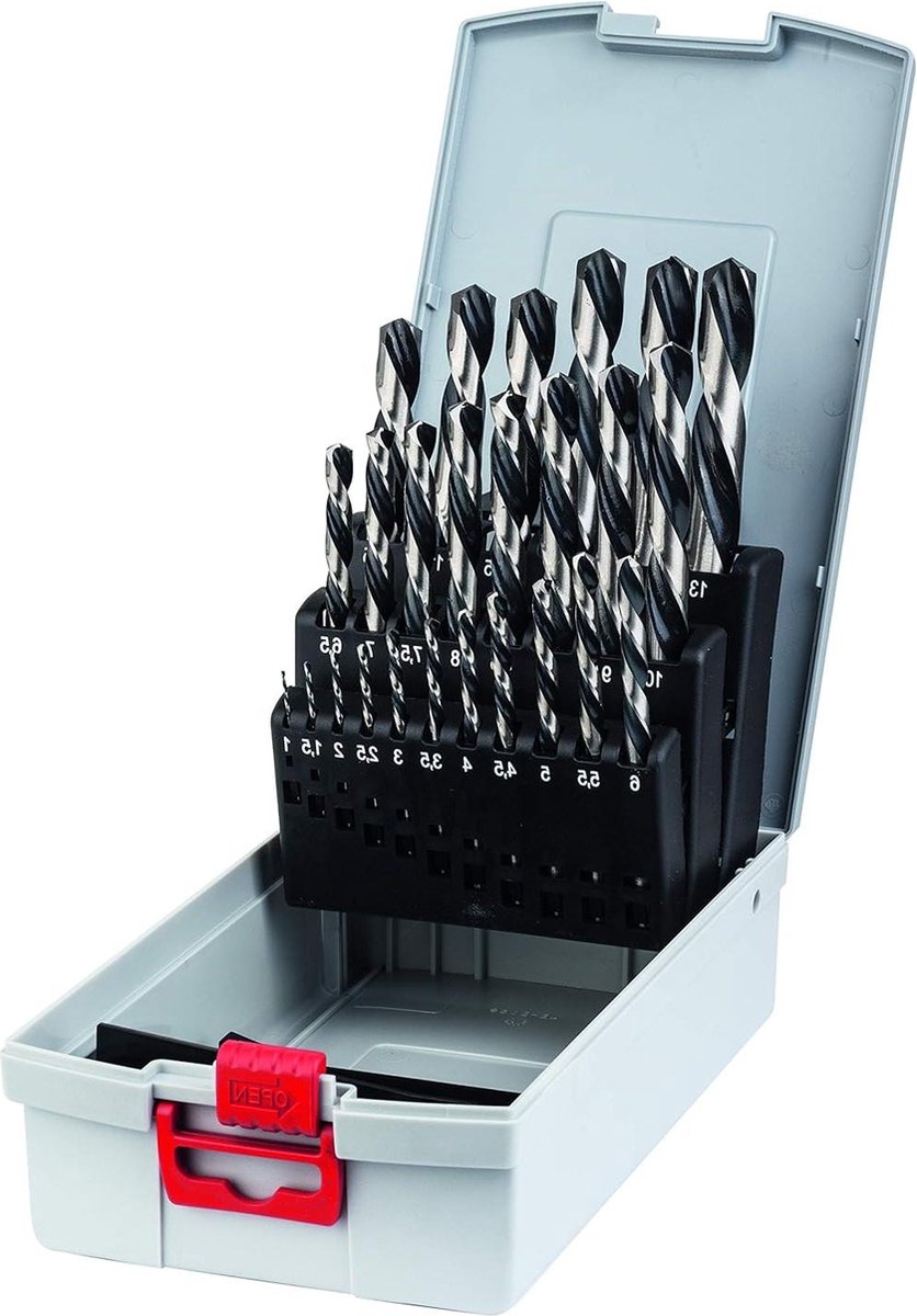 25-delige HSS-PointTeQ ProBox-metaalborenset voor staal Ø 1-13 mm boor- schroefmachine boorstandaard