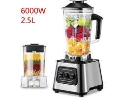 Blender - 6000W - Multifunctioneel - 2,5L - Bevroren fruit - 220v - Mixer - Voor ijs - Smoothie maker - Zilver zwart -