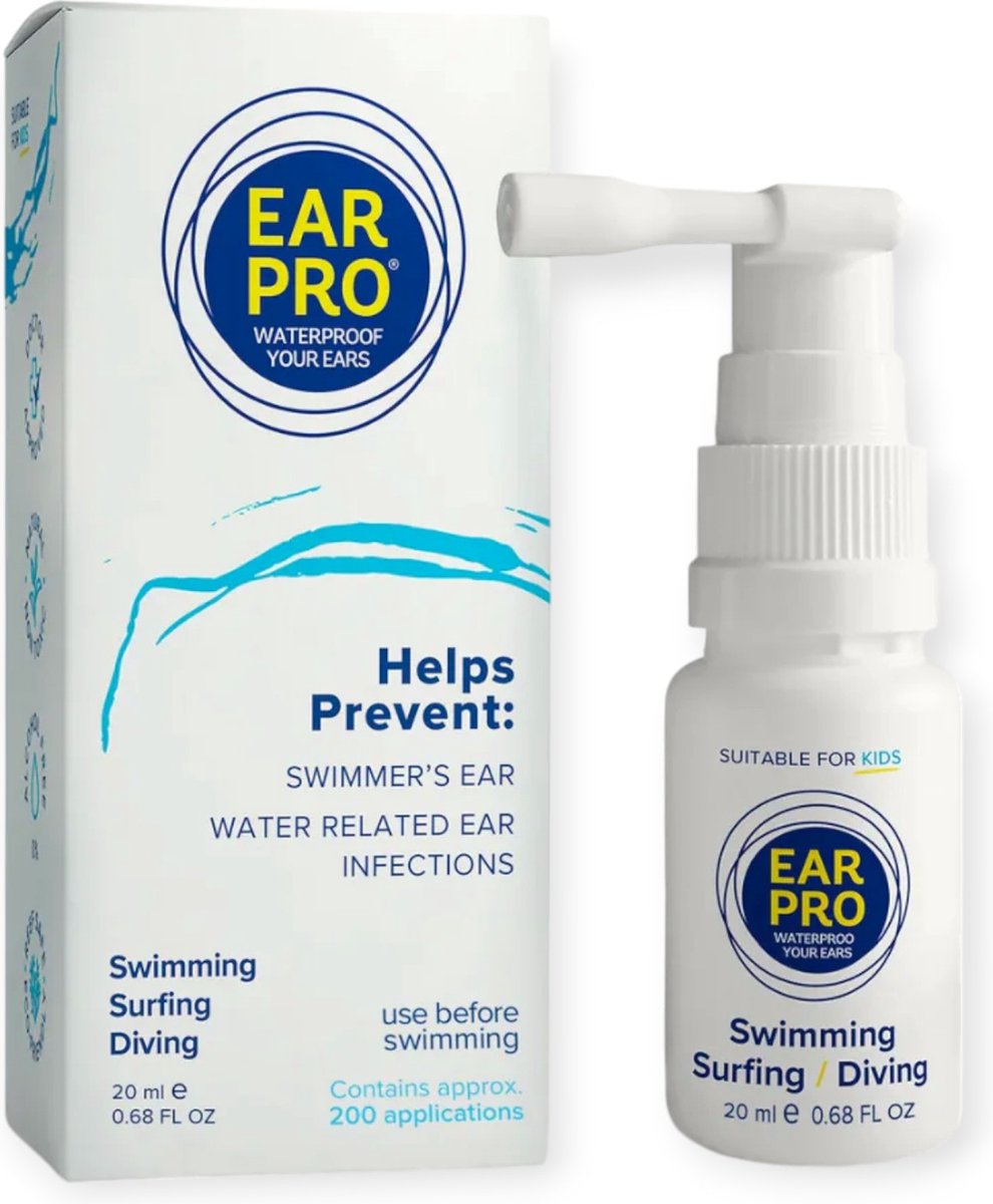 Goedkoopste EarPro Oorspray 20ml – Beschermt Tegen Zwemmersoor & Oorinfecties | Waterafstotend | Voor Zwemmers, Surfers & Watersporters