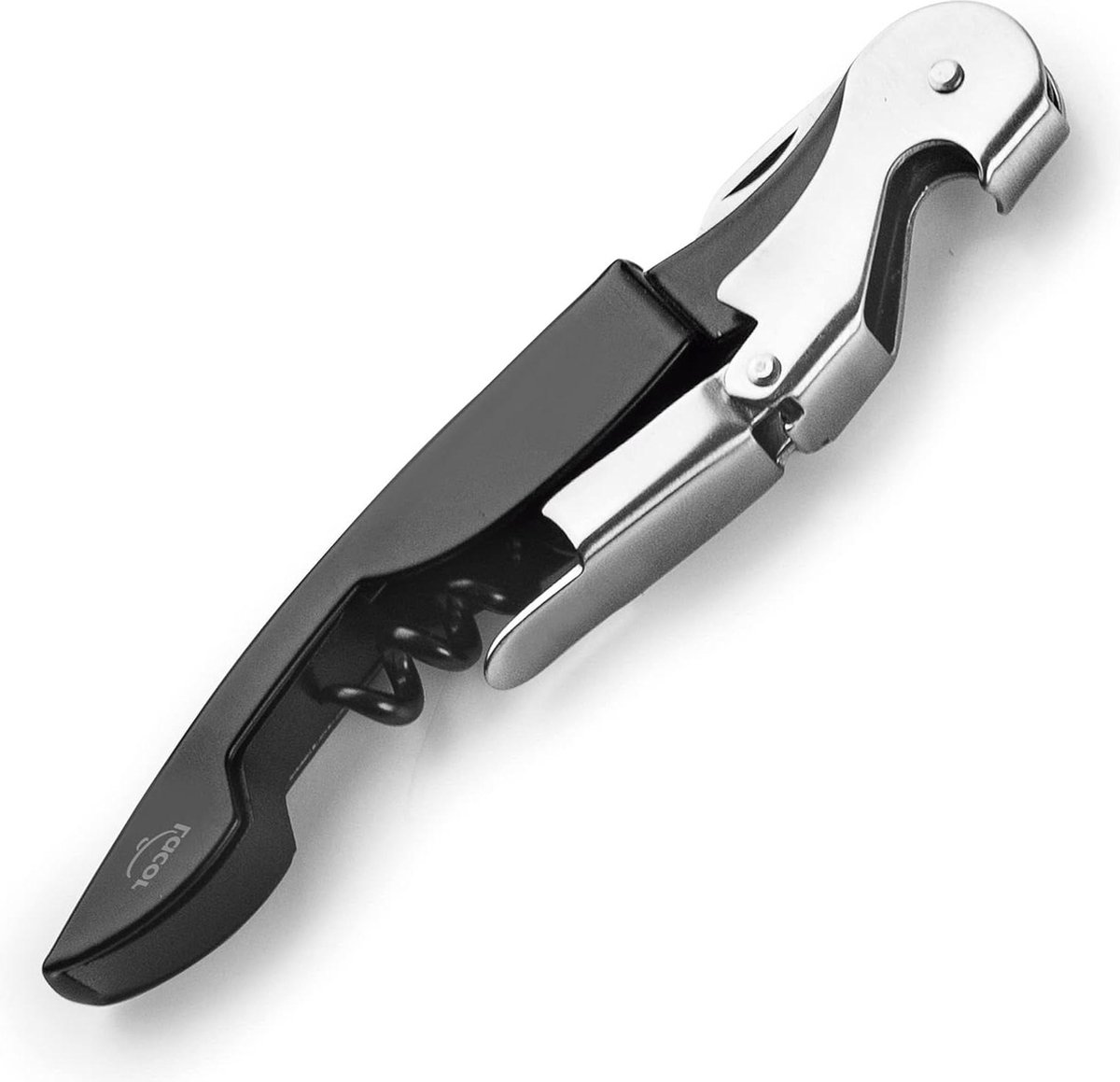 Kurkentrekker luxe roestvrij staal zwart Kelner kurkentrekker flesopener capsule remover 3-in-1